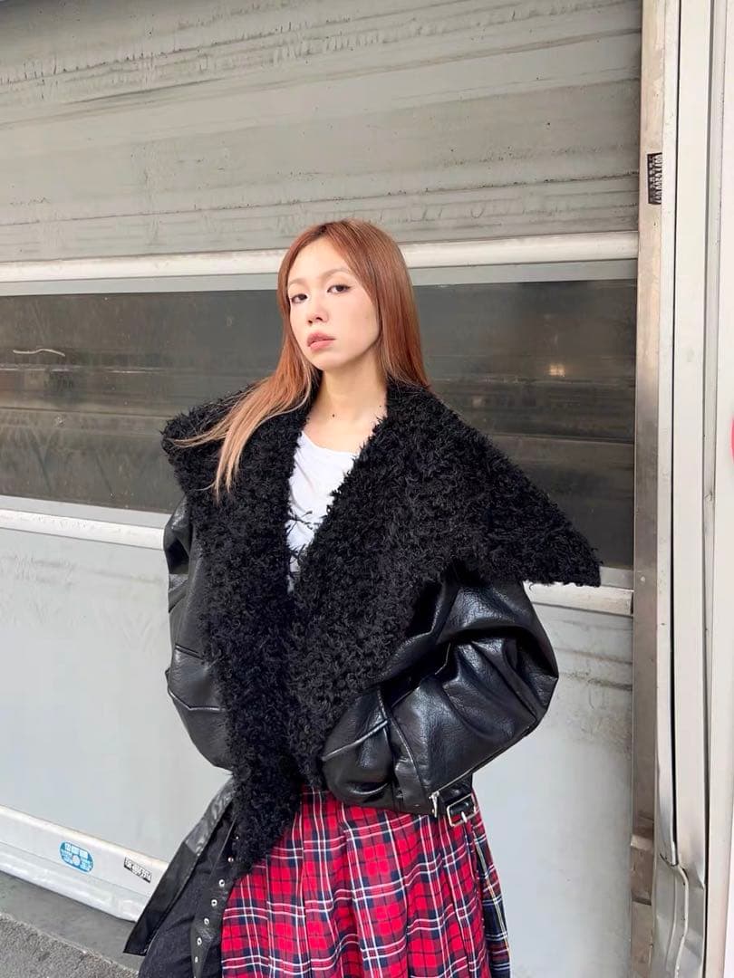 JNYLON-24AW ダーククール　PUレザー　オーバーシルエットジャケット