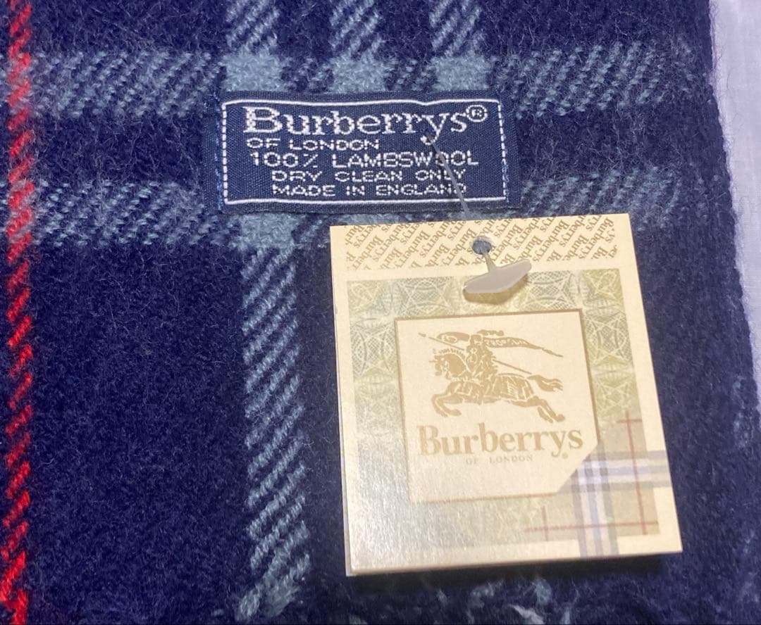 英国製！　BURBERRY ラムウールマフラー ノバチェック　ネイビー　未使用