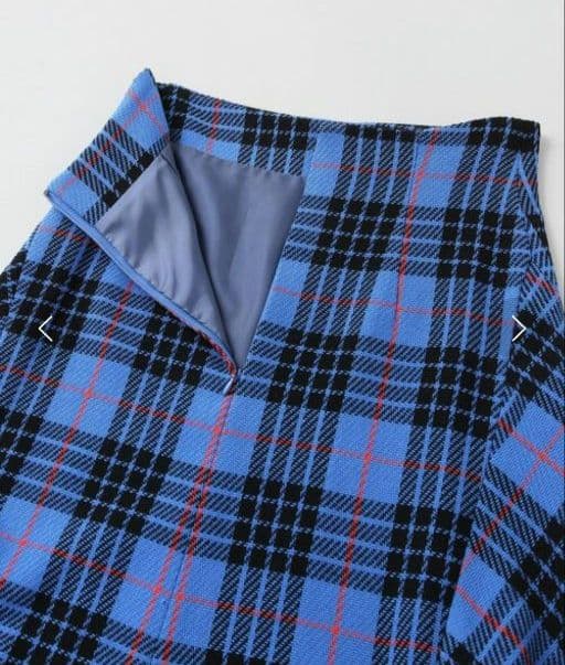 ヴェルメイユパーイエナ★ロングスカート タータンチェック ブルー 36