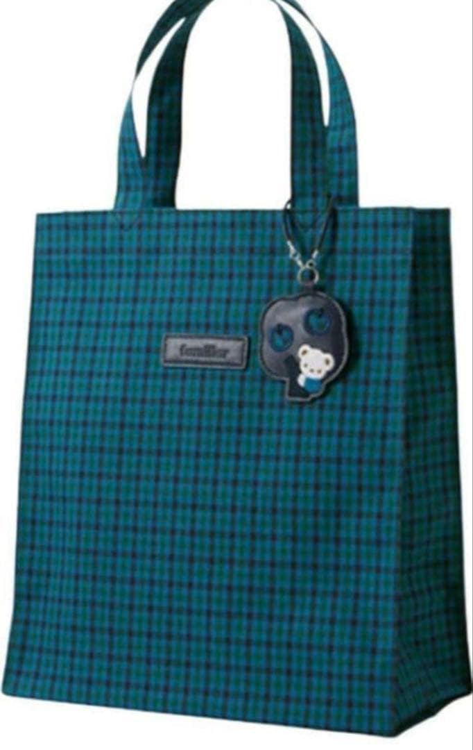 新品　未開封　タグ付き　ファミリア　チェック　 トートバッグ　大　青　XB M