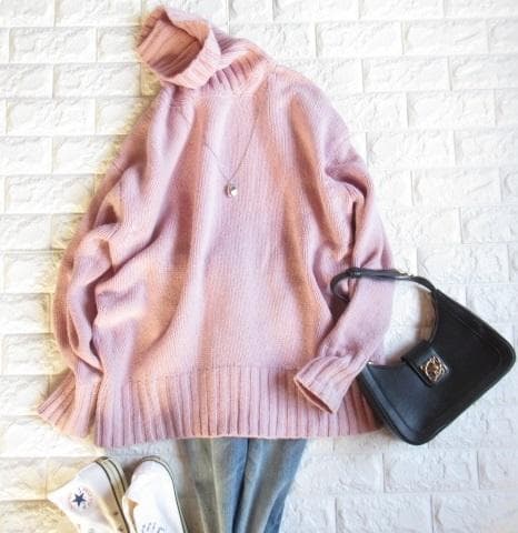 マイカアンドディール 上質 日本製 エクストラファインラムウール タートルニット