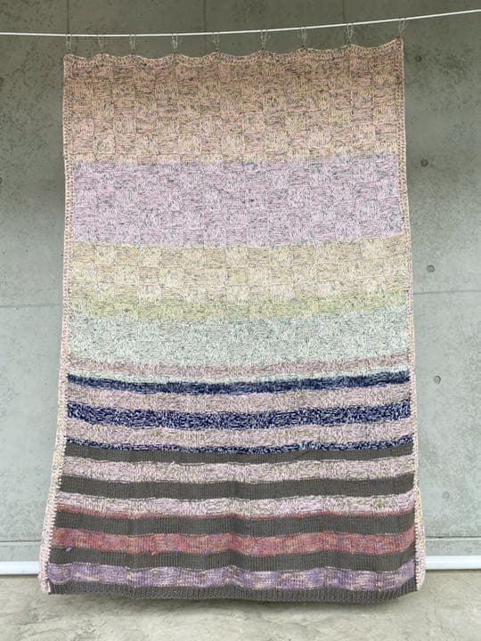 古着 ビンテージ 70s グラニー ブランケット 大判 キャンプ ラグ