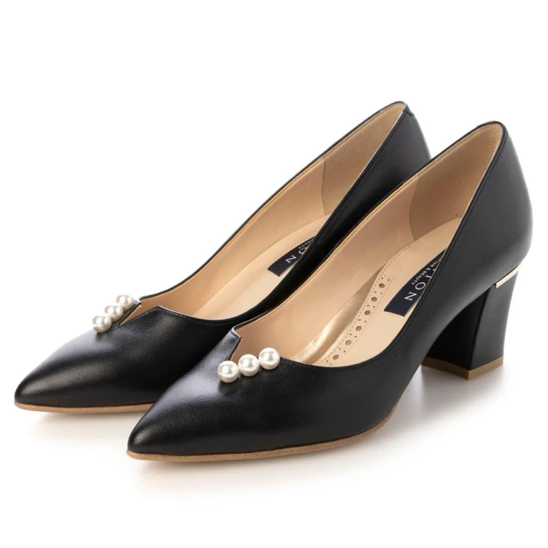 極美品✨TALANTON by DIANA 2025パンプス パール 23.5黒