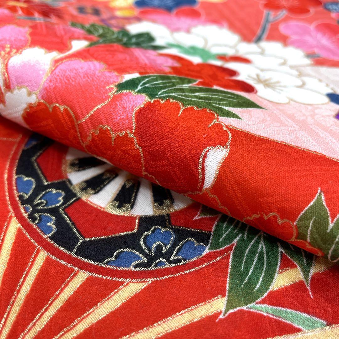 ◎mk-3497　七五三　女の子　着物・襦袢・帯揚げセット　3歳　　12-15