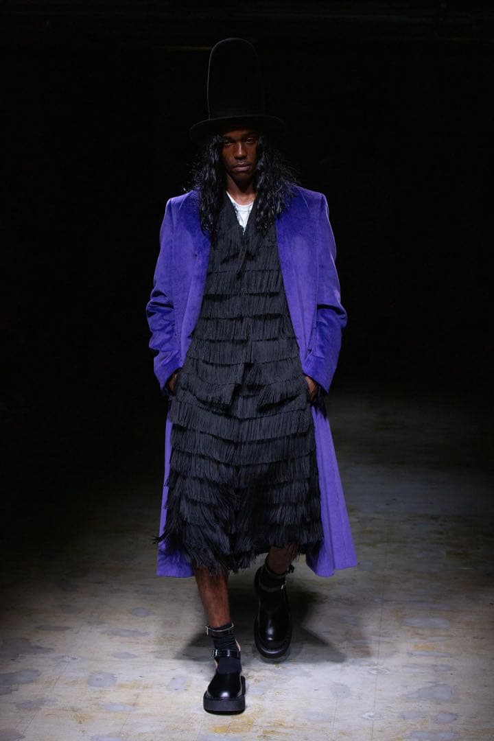 AD2022 22AW ノマド期 ウールロングショールカラーコート 黒