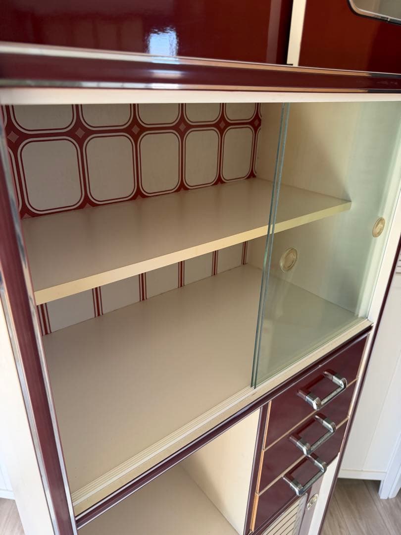 sion 昭和レトロ レトロポップ 食器棚 ガラスキャビネット 木製