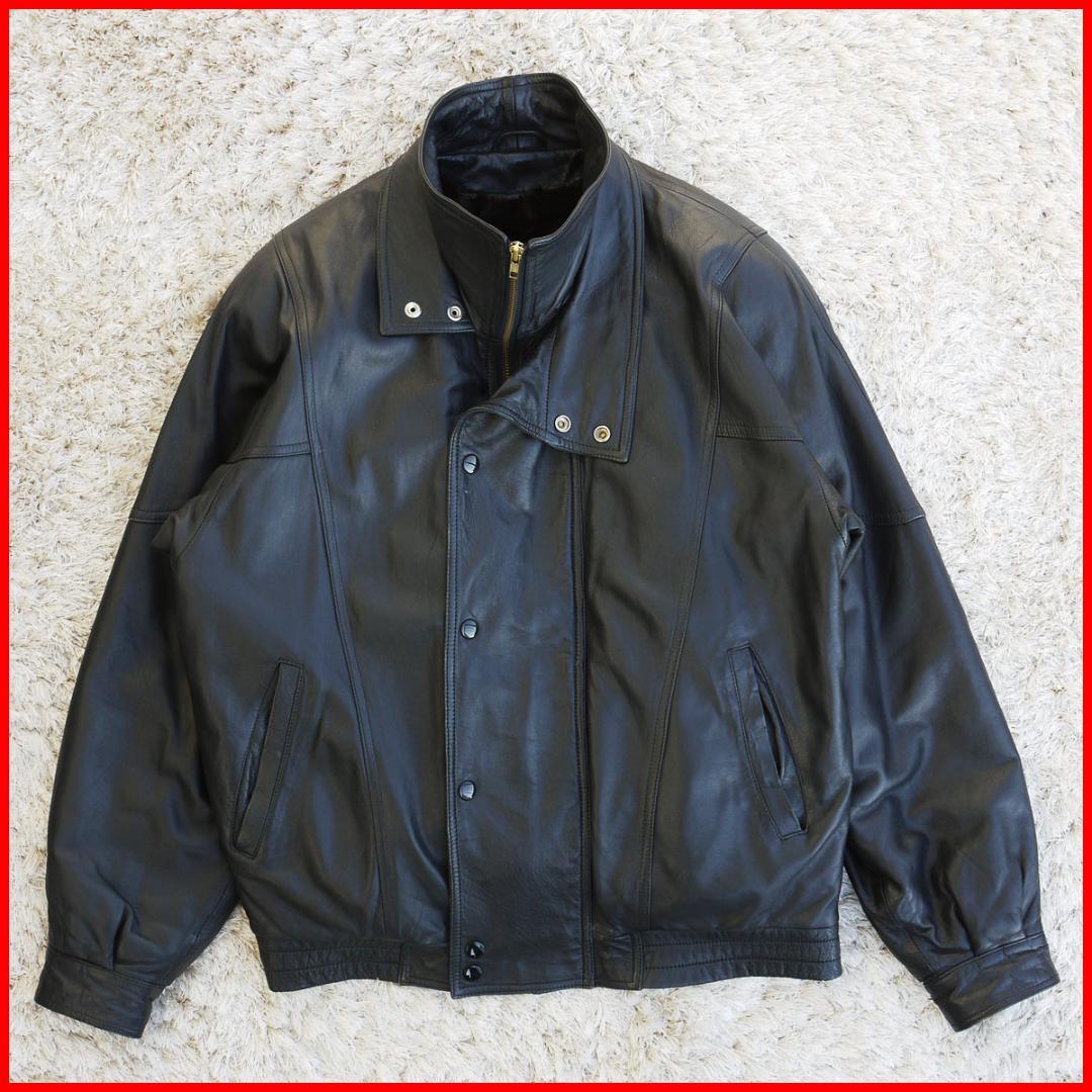 イタリアオリジン レザージャケット 毛皮 ブラック ビッグサイズ 短丈 本革 黒
