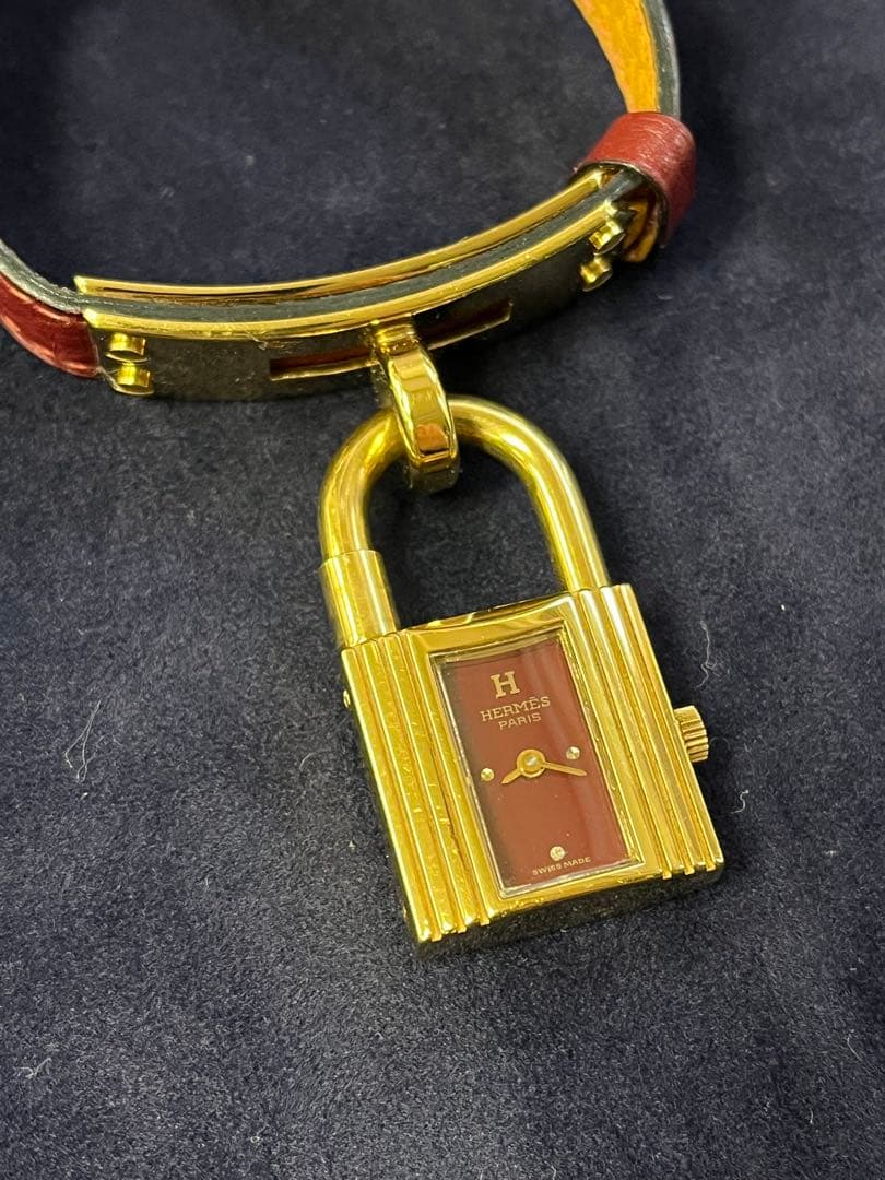 HERMES ケリーウォッチ ヴィンテージ 赤文字盤 動作未確認 ボルドー