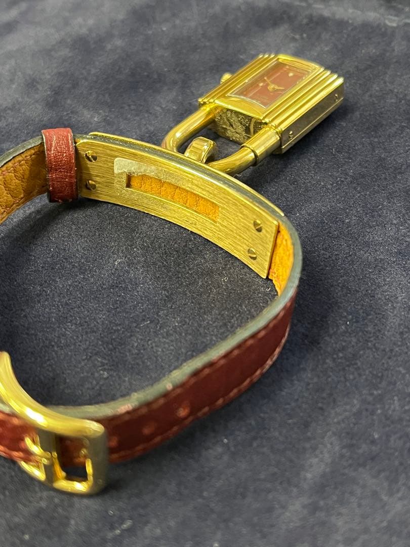 HERMES ケリーウォッチ ヴィンテージ 赤文字盤 動作未確認 ボルドー