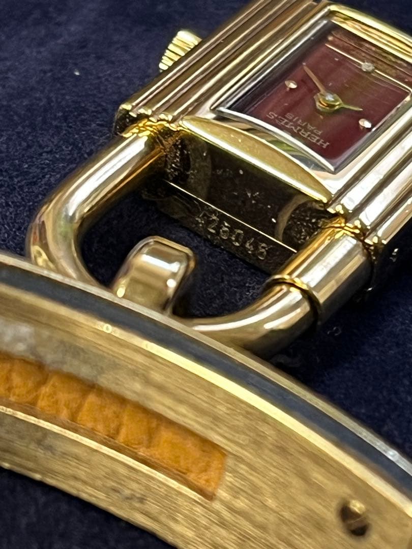 HERMES ケリーウォッチ ヴィンテージ 赤文字盤 動作未確認 ボルドー