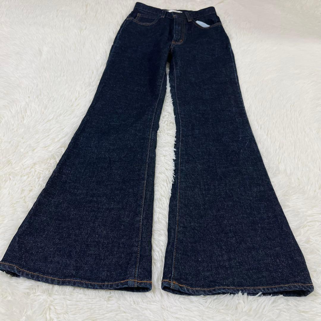 美品 MOUSSY マウジー MVS FLARE フレアデニム 濃紺 23