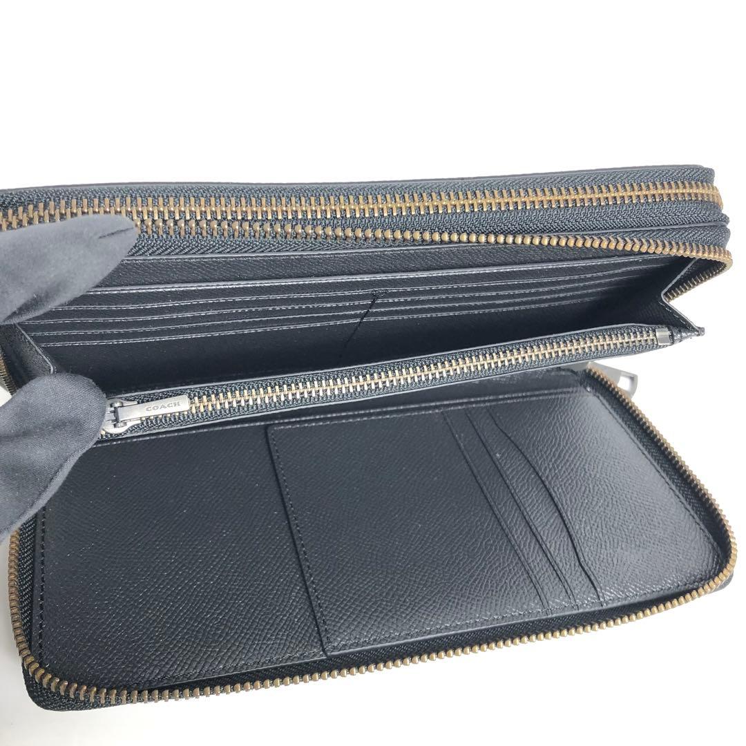 【美品】COACH コーチ ラウンドファスナー長財布 オーガナイザー ブラック