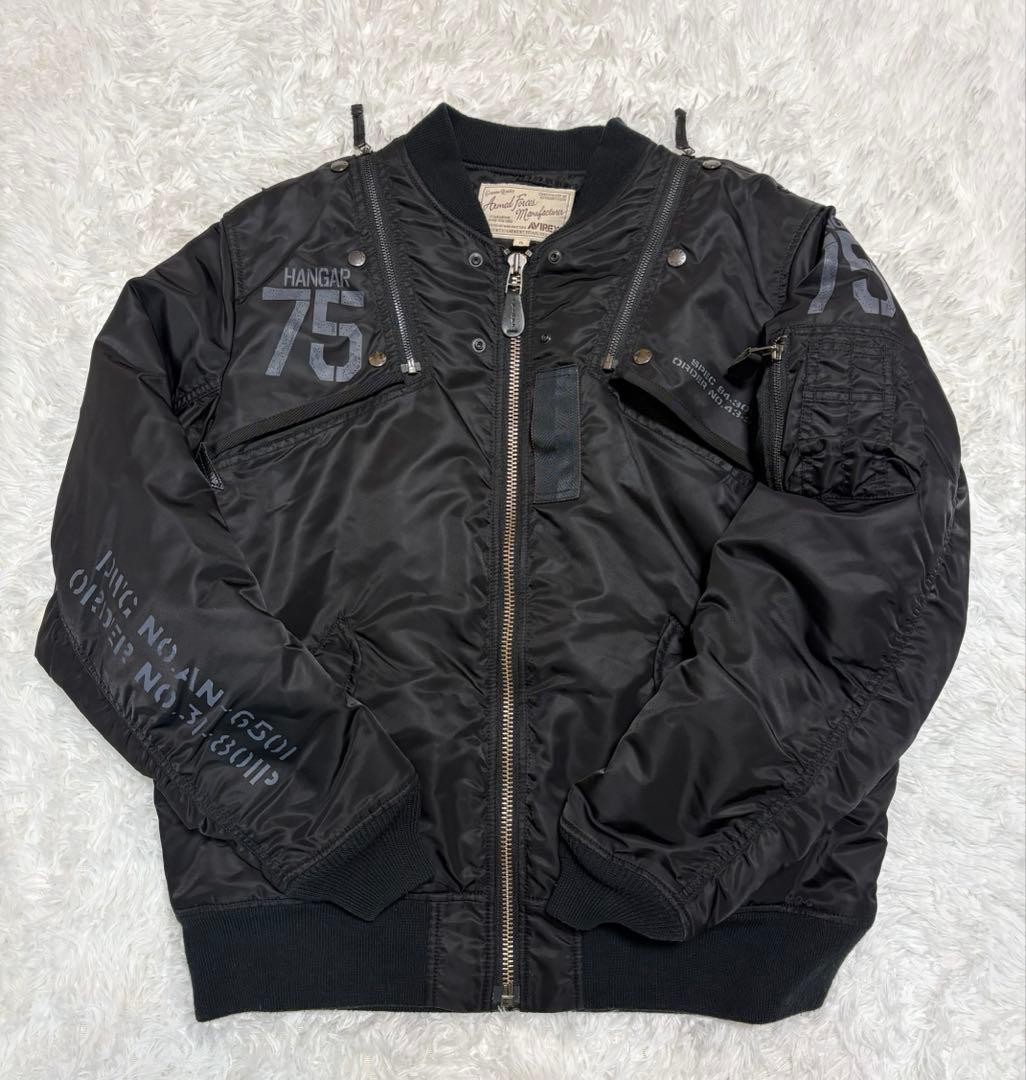 AVIREX MA-1 リモデル マーク2 ブラック XL 美品 フード付