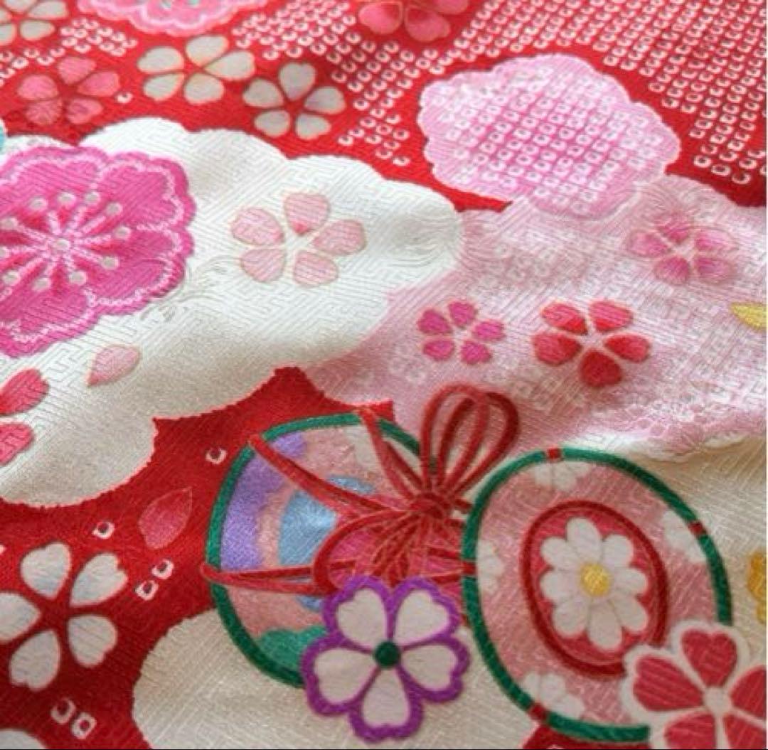 七五三　着物　7歳　正絹　フルセット　赤　ピンク　絞り柄