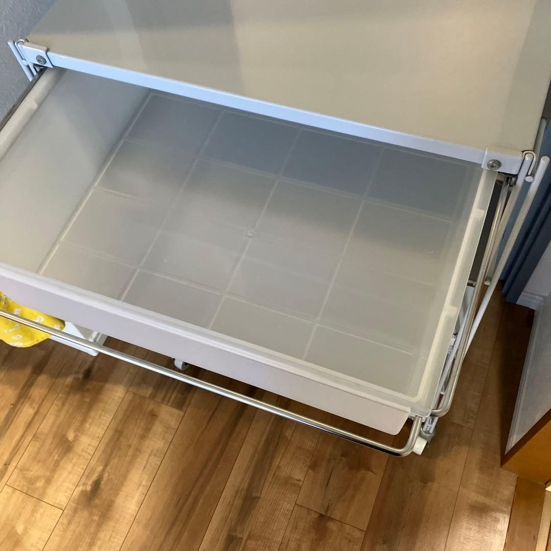 無印良品　スチールユニットシェルフ　キャスター付　引き出し4段　ライトグレー