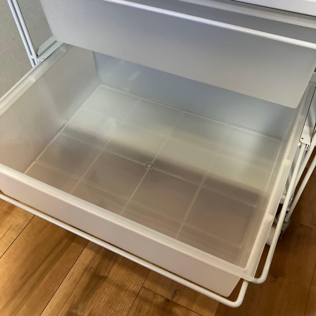 無印良品　スチールユニットシェルフ　キャスター付　引き出し4段　ライトグレー