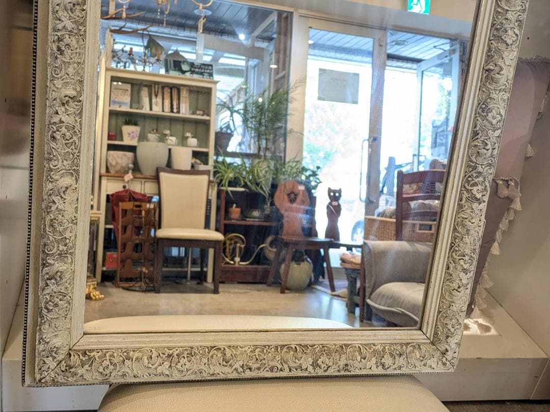 【希少】 アンティーク調 姿見 ウォールミラー 鏡 大型 シャビー 高さ78cm