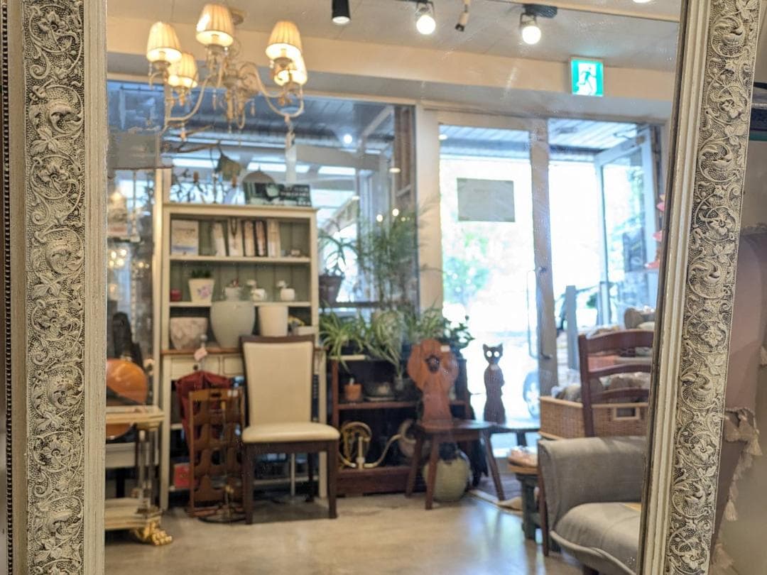 【希少】 アンティーク調 姿見 ウォールミラー 鏡 大型 シャビー 高さ78cm