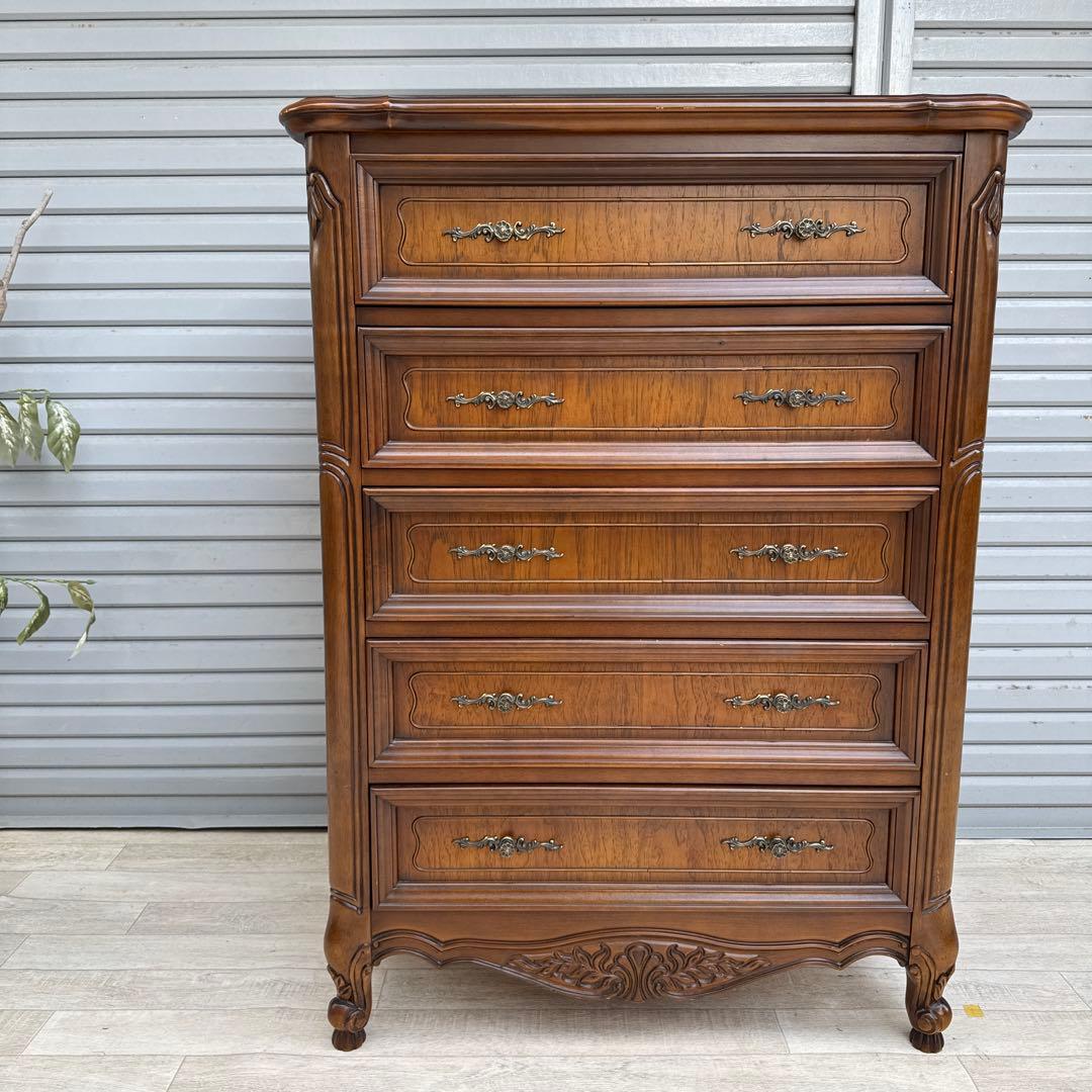アンティーク調 チェスト 5段レリーフ ヨーロッパ