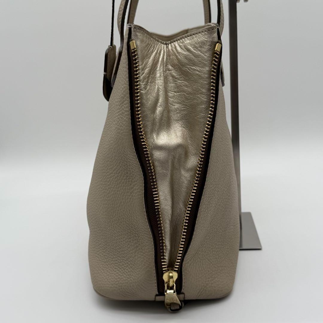 【美品】Tory Burch ハンドバッグ トートバッグ レザー ベージュ