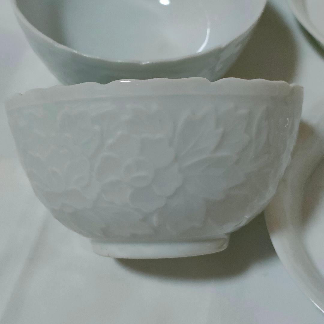 【新品】有田焼 西山窯 白磁 牡丹 皿・小鉢揃 各5客 2箱 全20個 木箱付