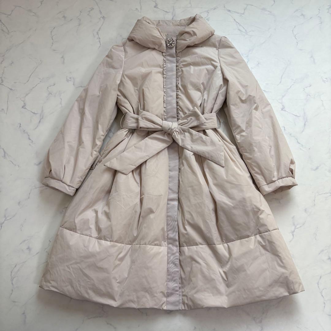 極美品 トゥービーシック リボンベルト付 ダウンコート ビジュー 42