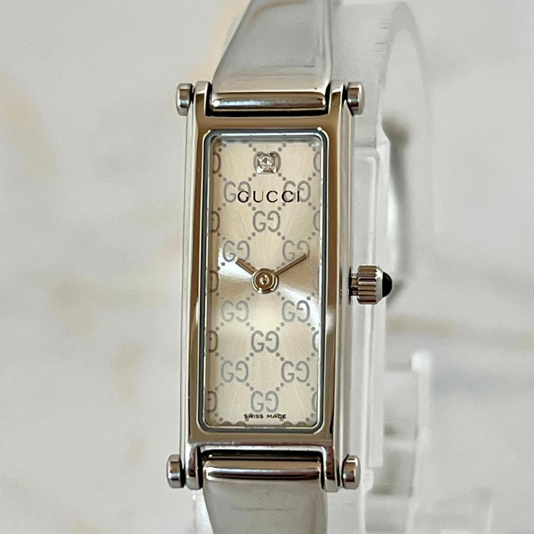 aaa【稼働品】GUCCI グッチ 1500L 1Pダイヤ GG バングル
