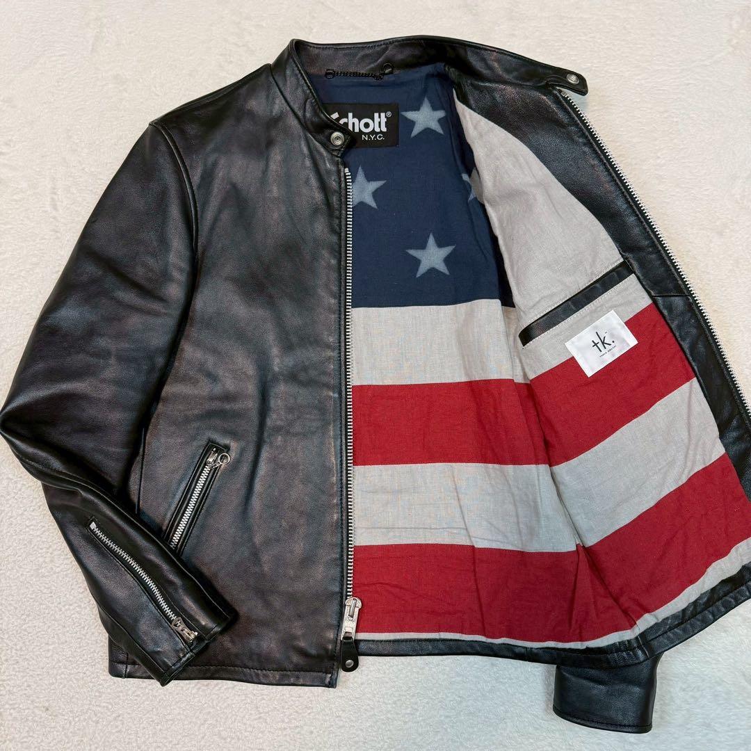 SCHOTT TAKEO KIKUCHI ライダースジャケット ラムレザー