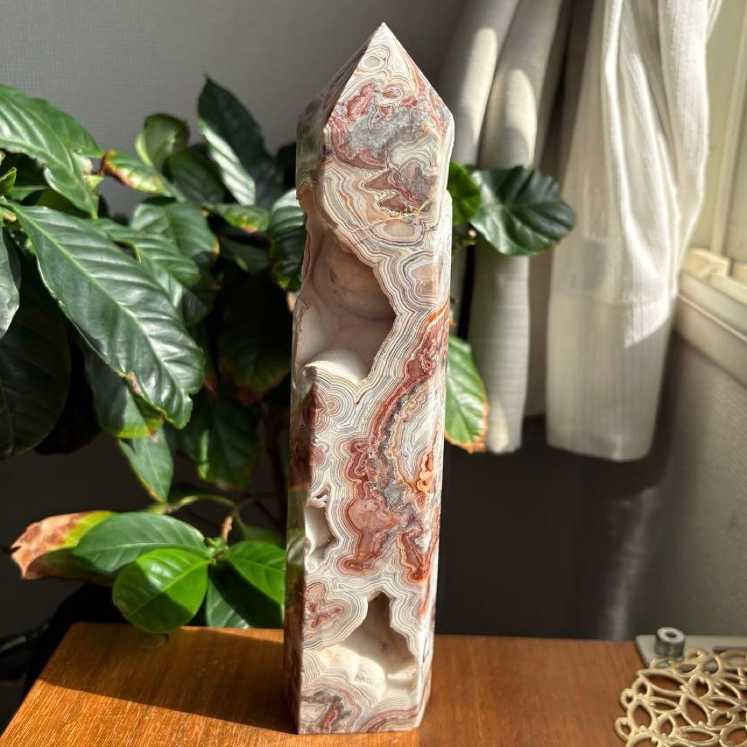 高品質 天然石 メキシカンクレージーレースアゲート タワー約23センチ