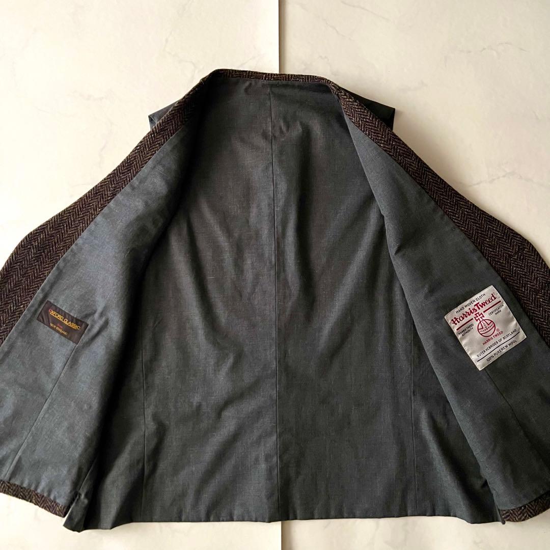 未使用級 ハリスツイード 3L 大きいサイズ ジレ ベスト ヘリンボーン ウール