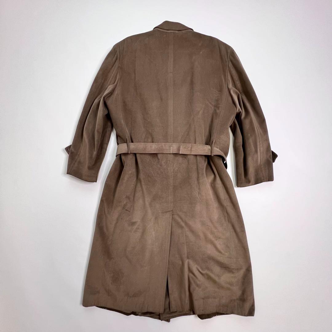 イヴ・サンローラン ベルテッドコート ベルベット ウール シルク ブラウンB68