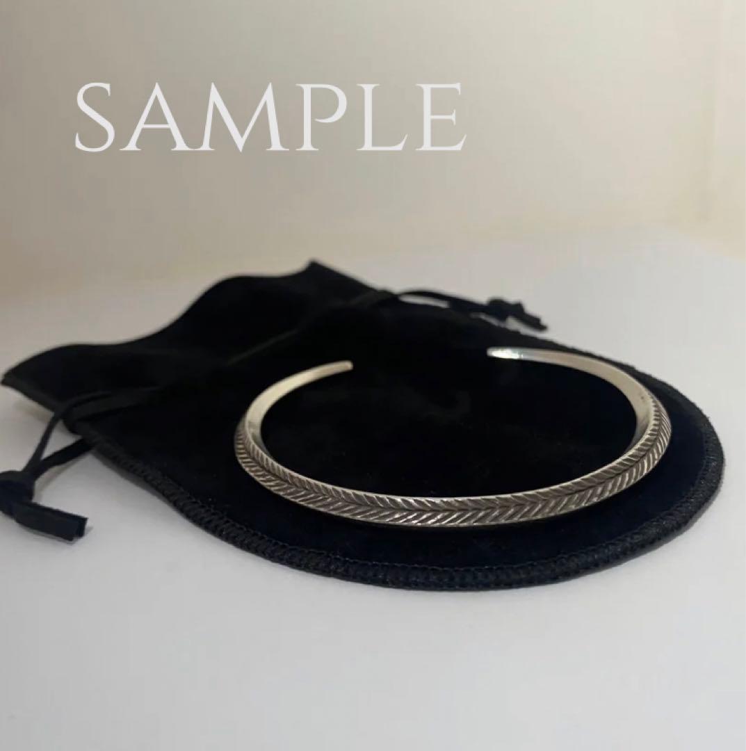 カレンシルバー　フェザー　バングル　ブレスレット　布袋付　ハンドメイド 925