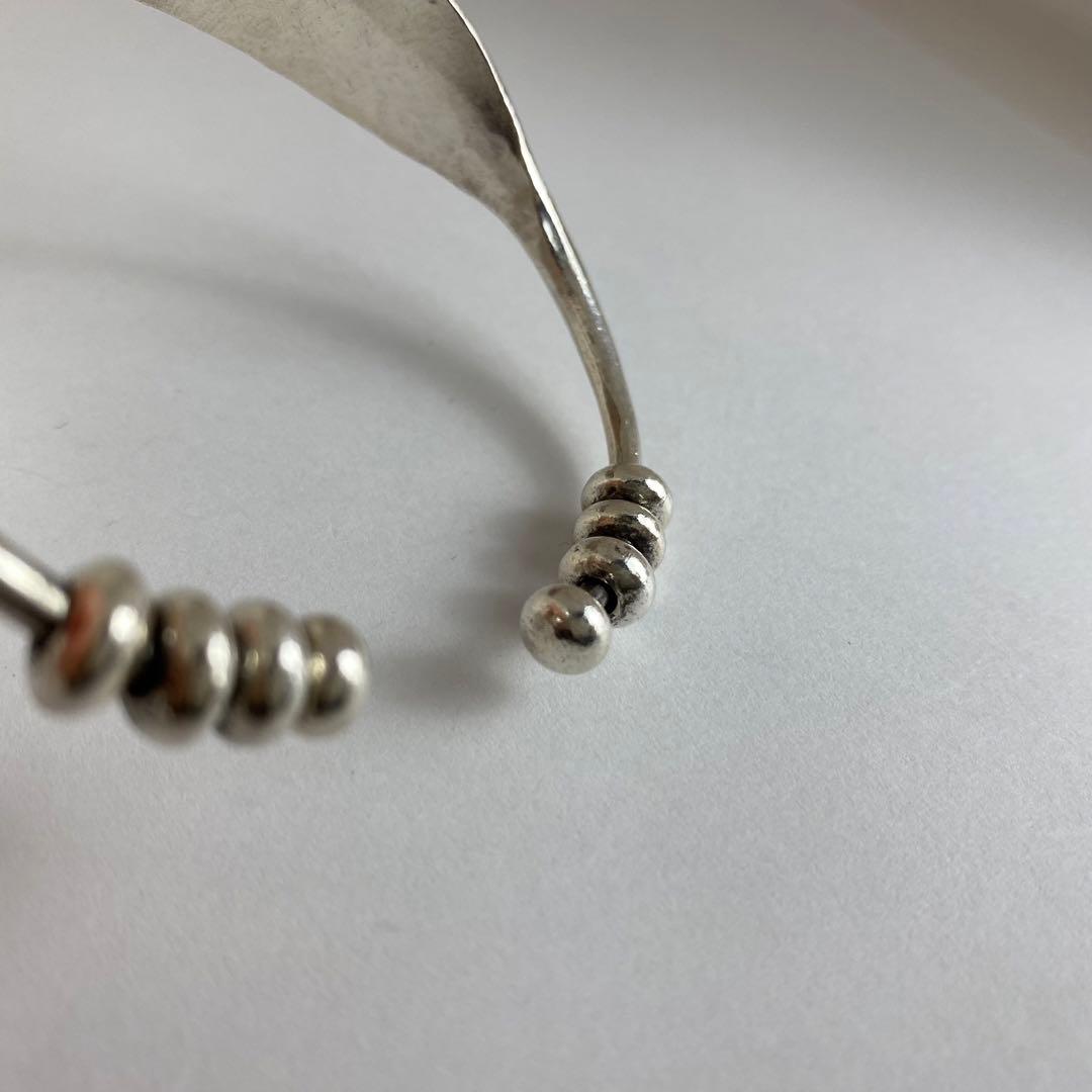 カレンシルバー　フェザー　バングル　ブレスレット　布袋付　ハンドメイド 925