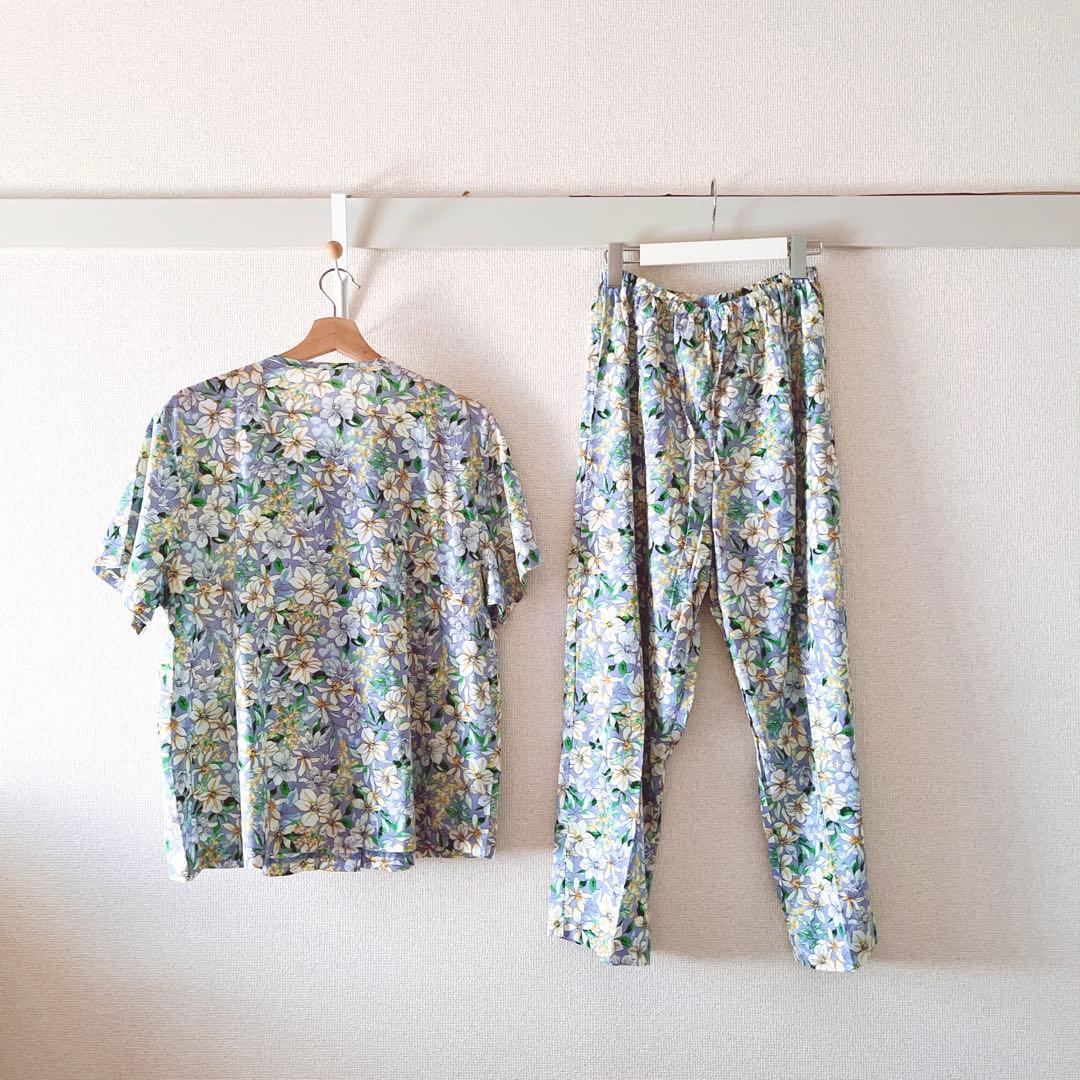 ワコール グランダー レディース 半袖 パジャマ ロングパンツ ブルー L 新品