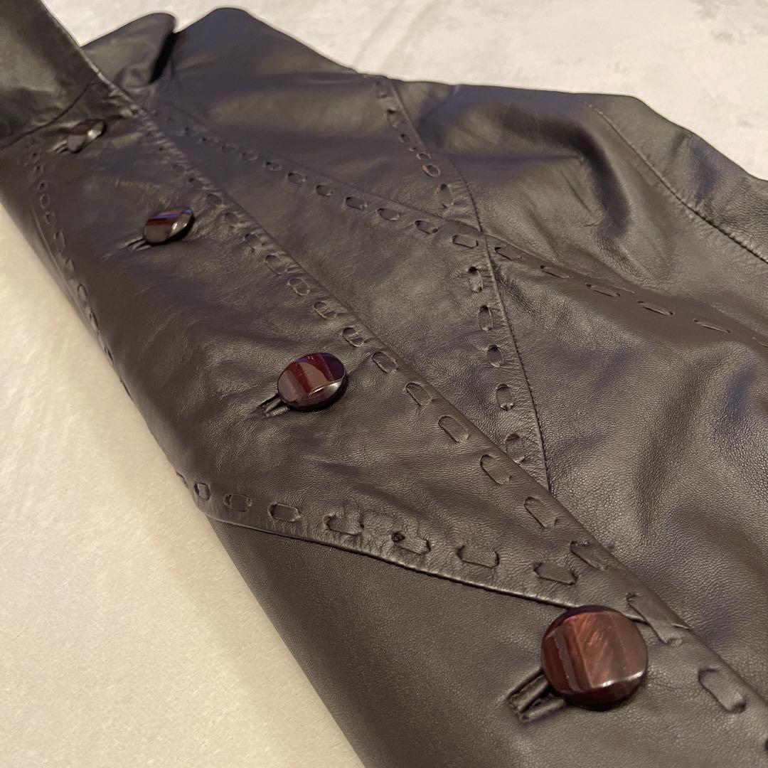 BALMANバルマン 羊革 ラムレザー レザージャケット 11号 美品 ブラウン