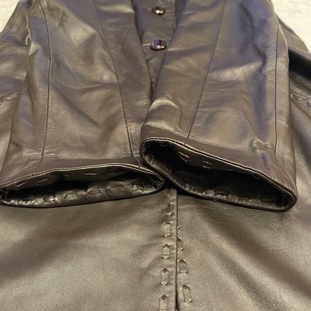 BALMANバルマン 羊革 ラムレザー レザージャケット 11号 美品 ブラウン