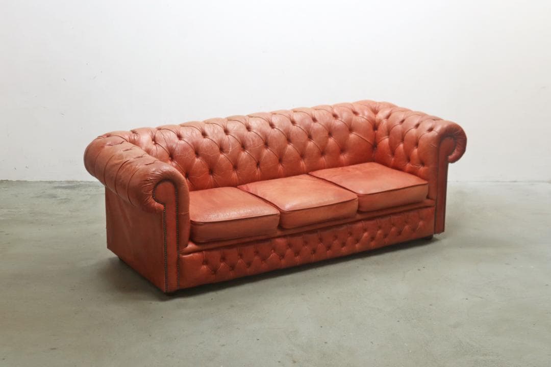 イギリス DISTINCTIVE チェスターフィールド 3Pソファ ヴィンテージ