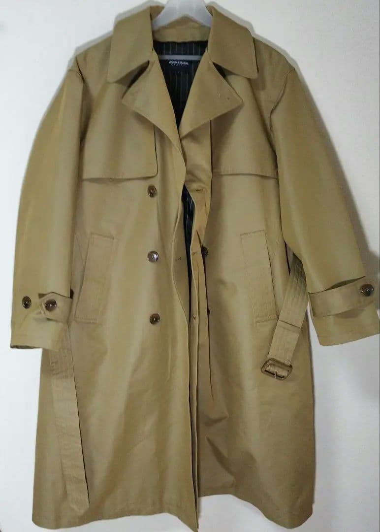 メンズビギ ユニオンステーション　コットンギャバトレンチコート　光沢ベージュ　L