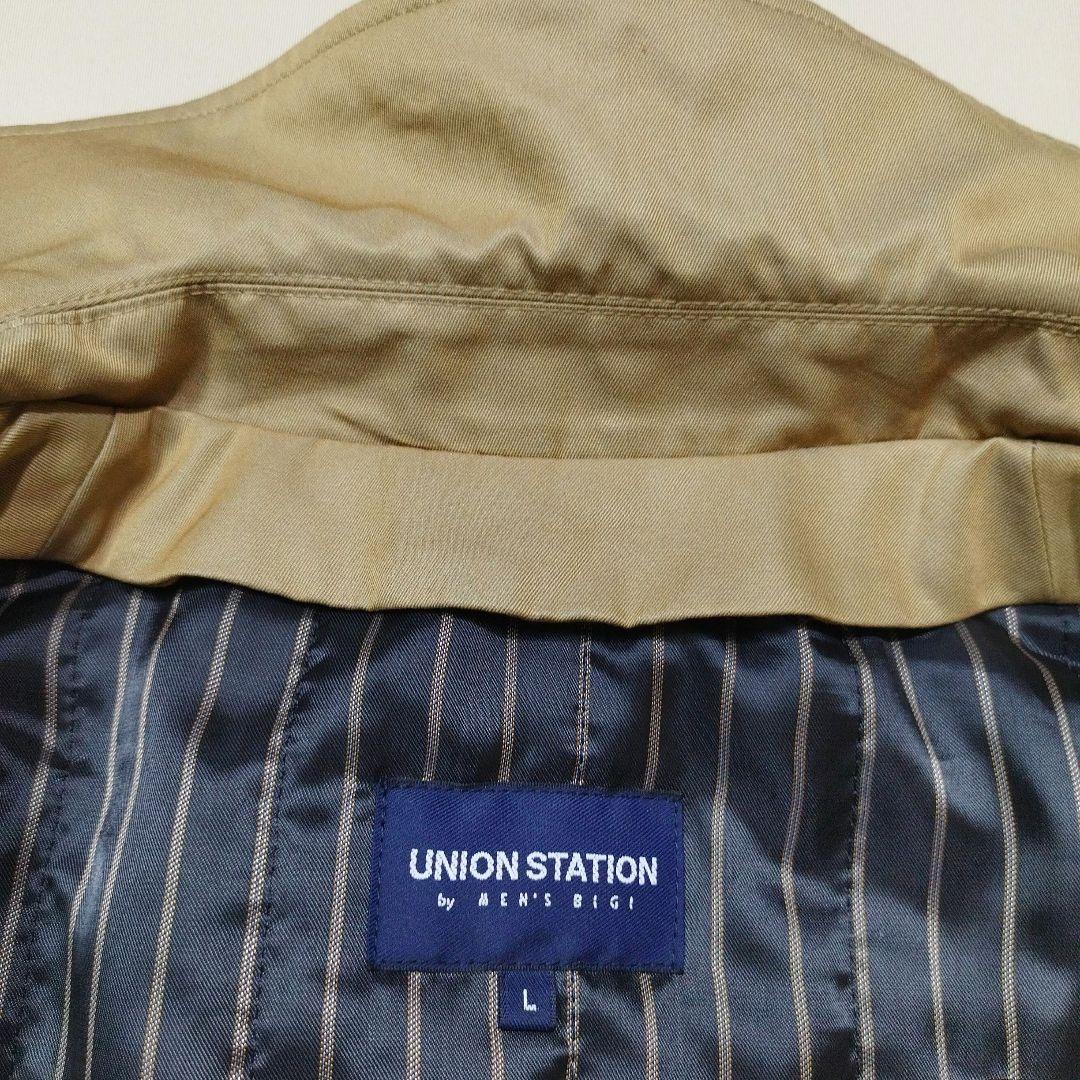 メンズビギ ユニオンステーション　コットンギャバトレンチコート　光沢ベージュ　L