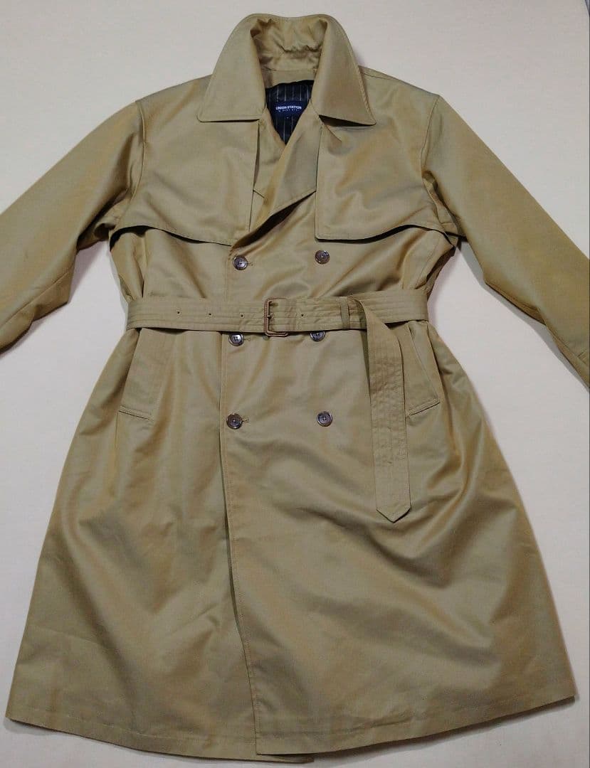メンズビギ ユニオンステーション　コットンギャバトレンチコート　光沢ベージュ　L
