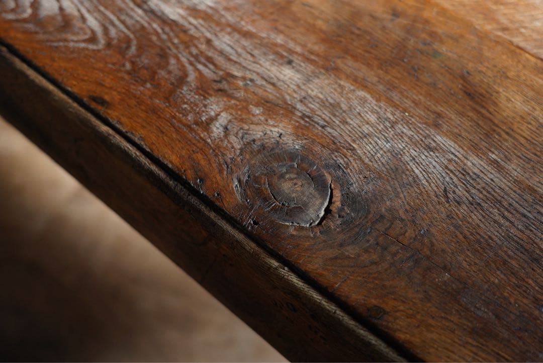 アンティーク　フランス　テーブル　ダイニングテーブル　オーク　什器　古木