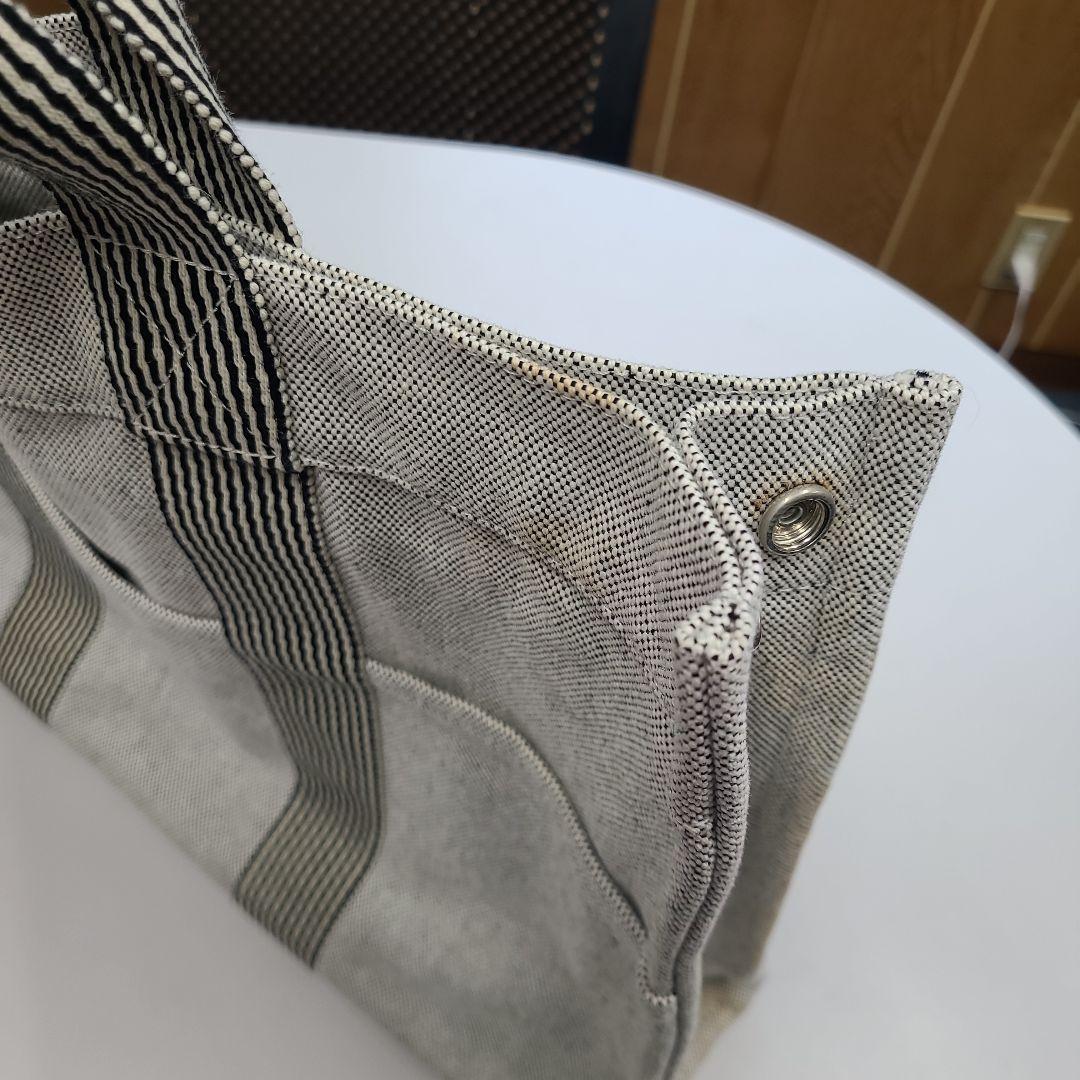 HERMES　グレー キャンバス トートバッグ 大容量