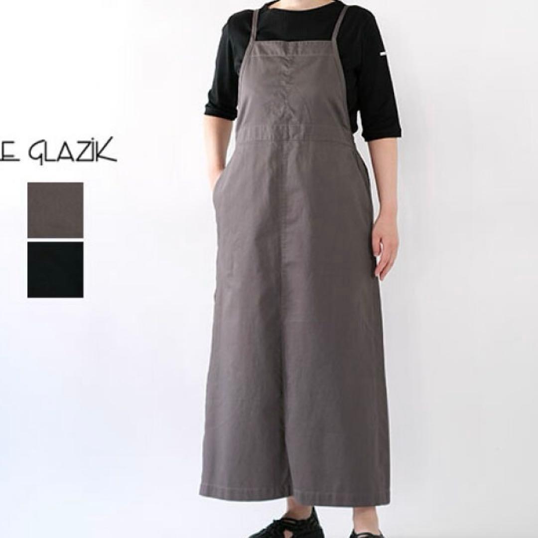 未使用 ルグラジック ロング丈 ワンピース サロペットスカート 綿 グレー