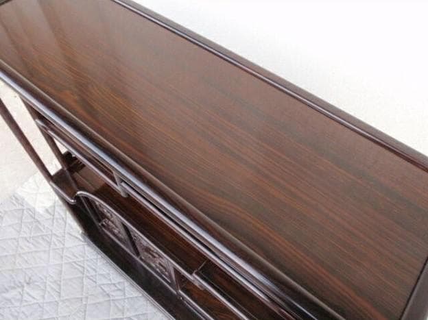 半額以下！新品 95巾 黒檀 無垢 高級飾り棚 違い棚 唐木茶棚 茶箪笥 検花梨