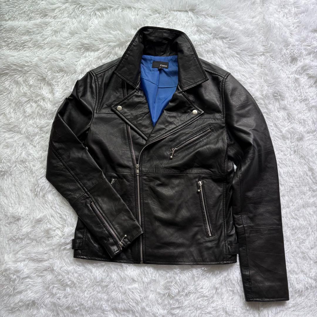 美品　本革　Finess ブラックレザー　ダブルライダース　y2k