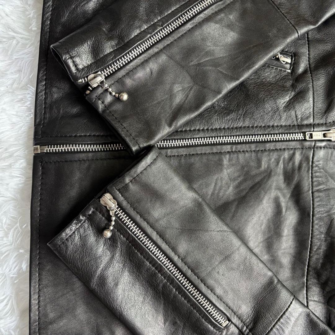 美品　本革　Finess ブラックレザー　ダブルライダース　y2k