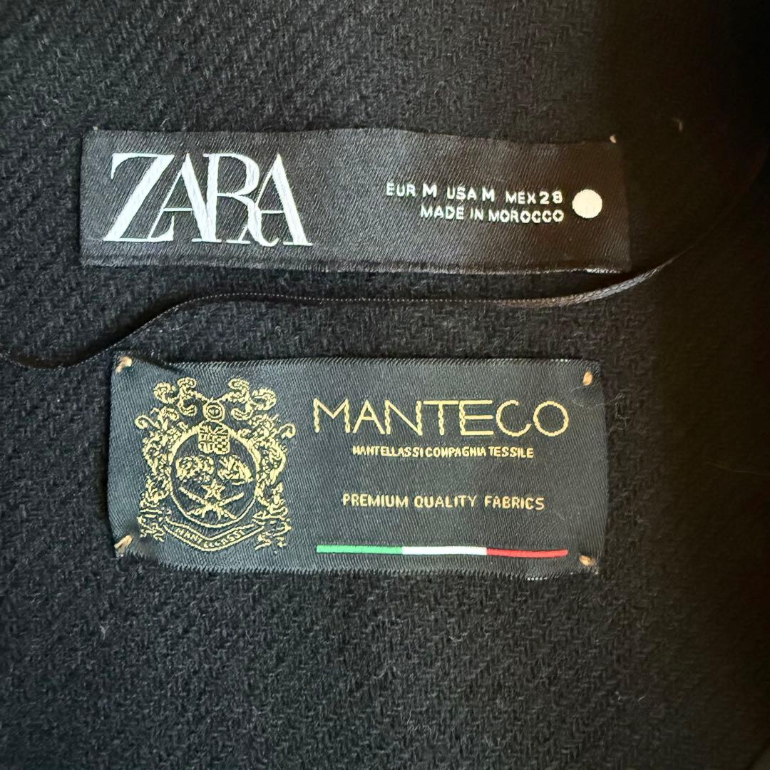 ZARA ザラ マンテコ ダブル チェスターコート ロング黒 M 通勤 高見え