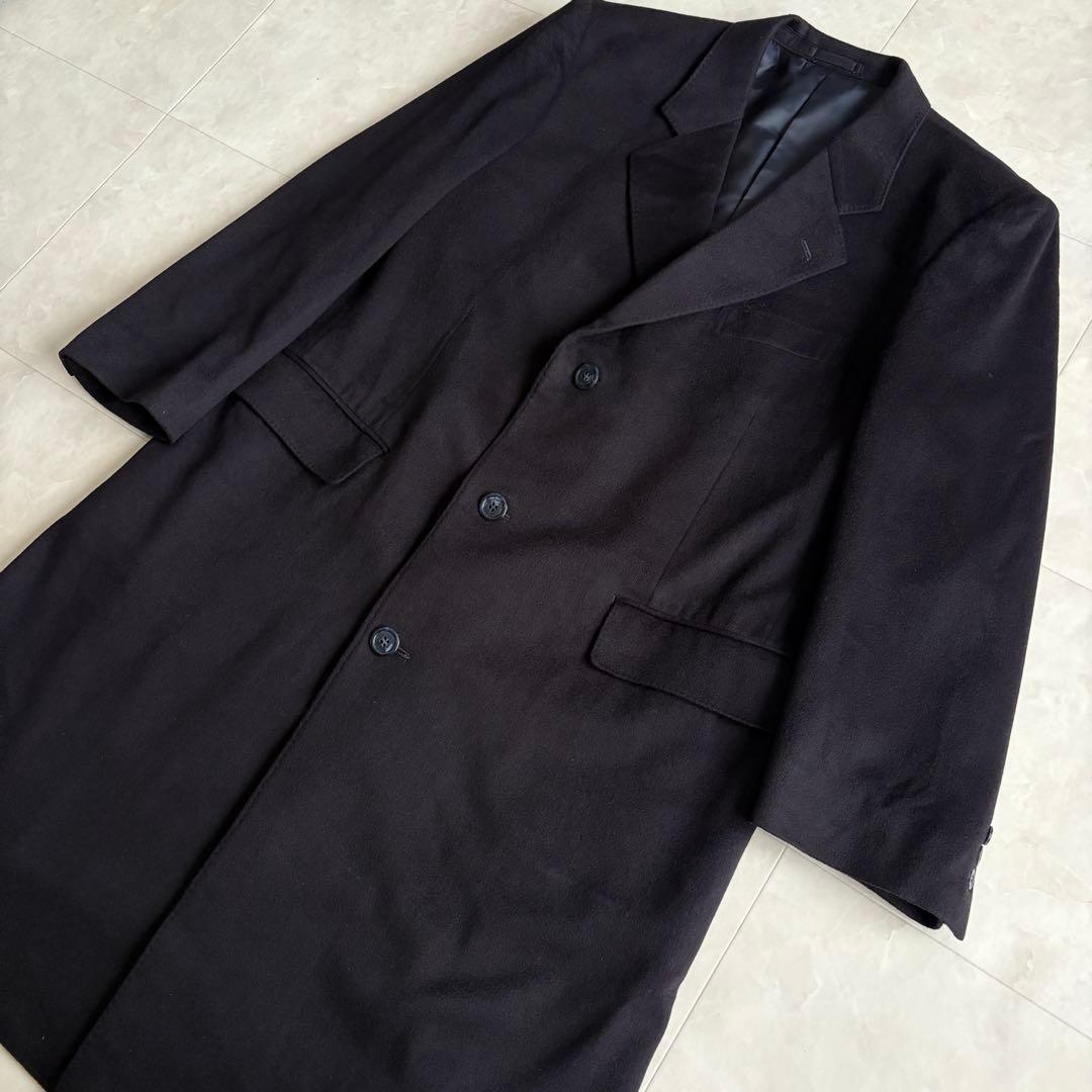 上質✨Oriental カシミヤチェスターロングコート 濃紺 メンズXL相当