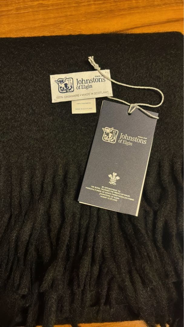 新品未使用★ジョンストンズ 大判 ストール カシミア100% ブラック
