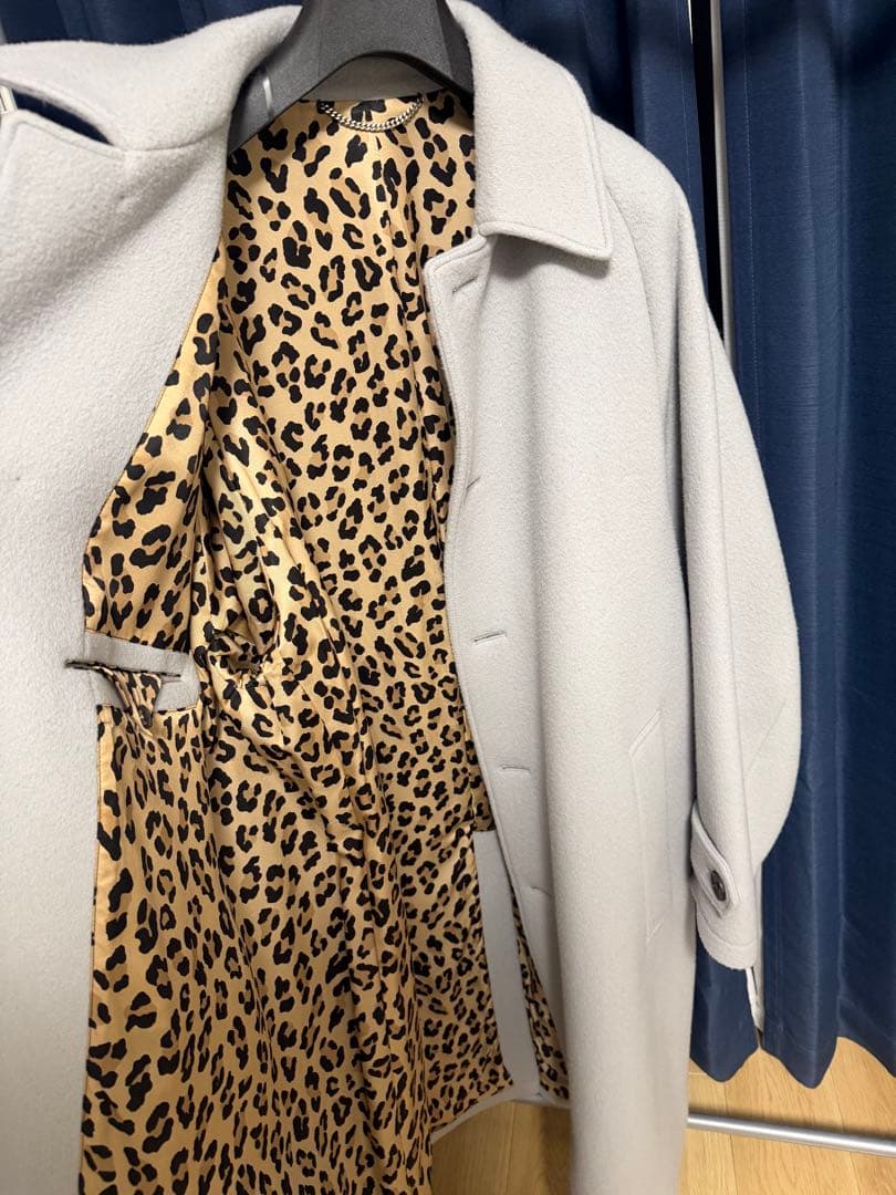 WACKOMARIA ステンカラーコート ライトグレー　裏地レオパード